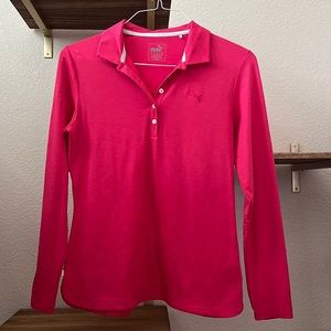 Puma pink long sleeve golf polo Small
